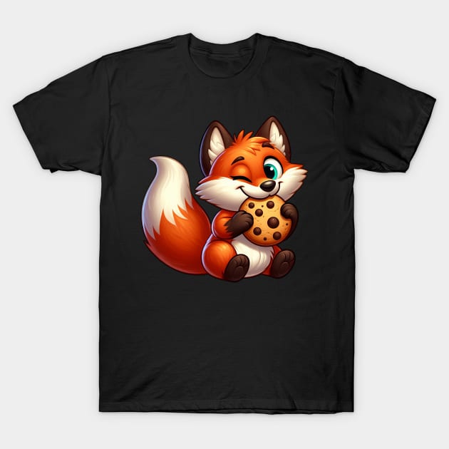 Cute Red Fox with Cookie T-Shirt by HBfunshirts